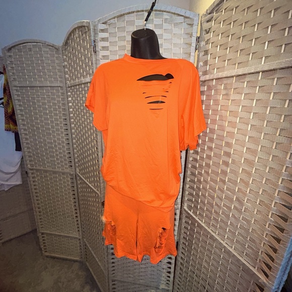Orange 2pc short set - Picture 1 of 4